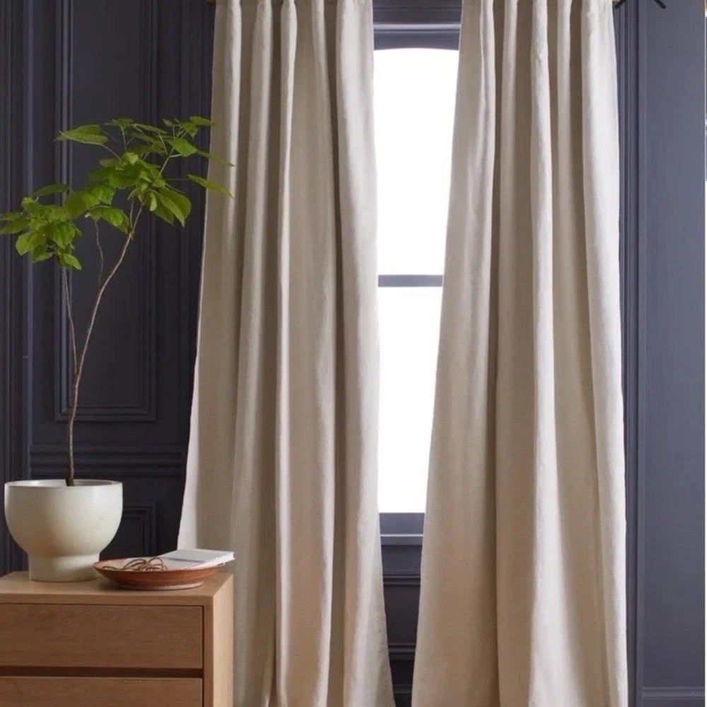 Quince Cotton Slub Curtains Natural Cotton Blackout Set NWOT 48x84 Open Box